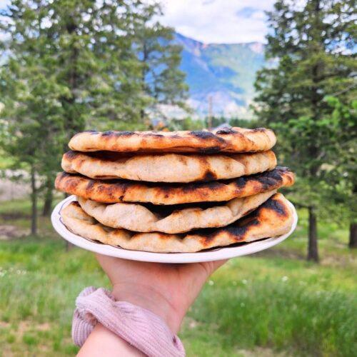 sourdough discard flatbread stack