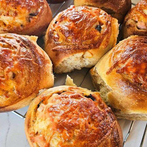 ham and cheese sourdough rolls